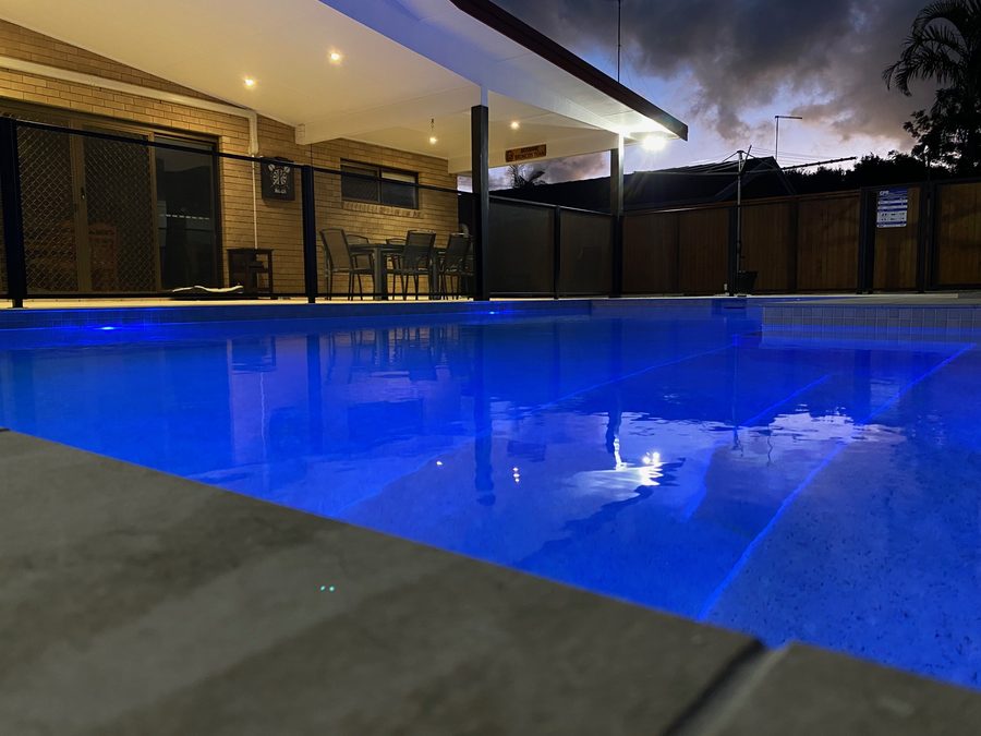 Pure Perf pool fencing in Textured Black around a Gold Coast pool