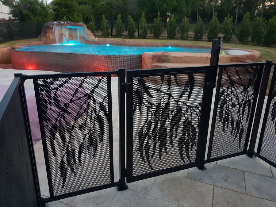Gum Perf design pool fence beside a modern Gold Coast home