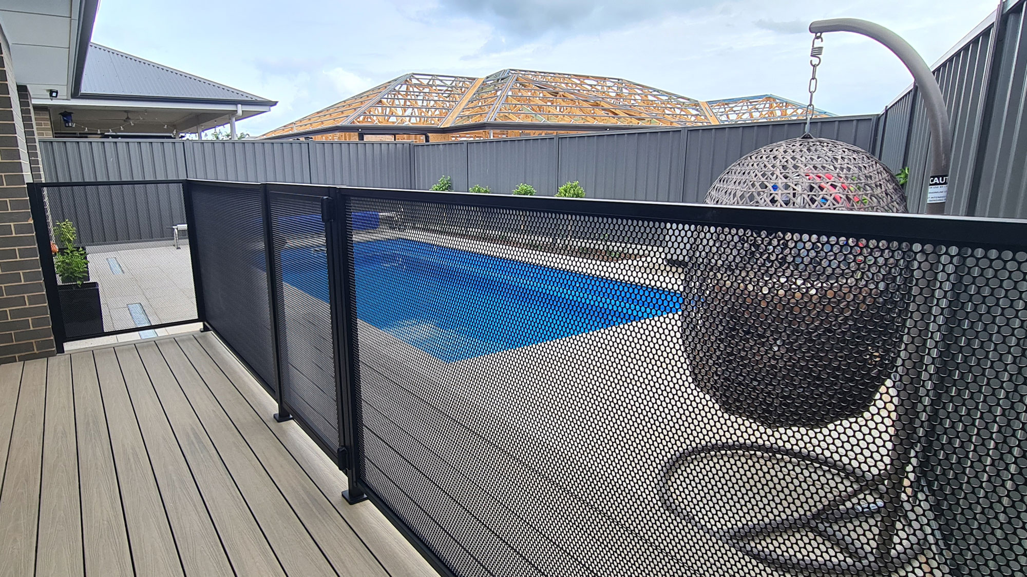 Textured Black pool fencing, North Haven SA