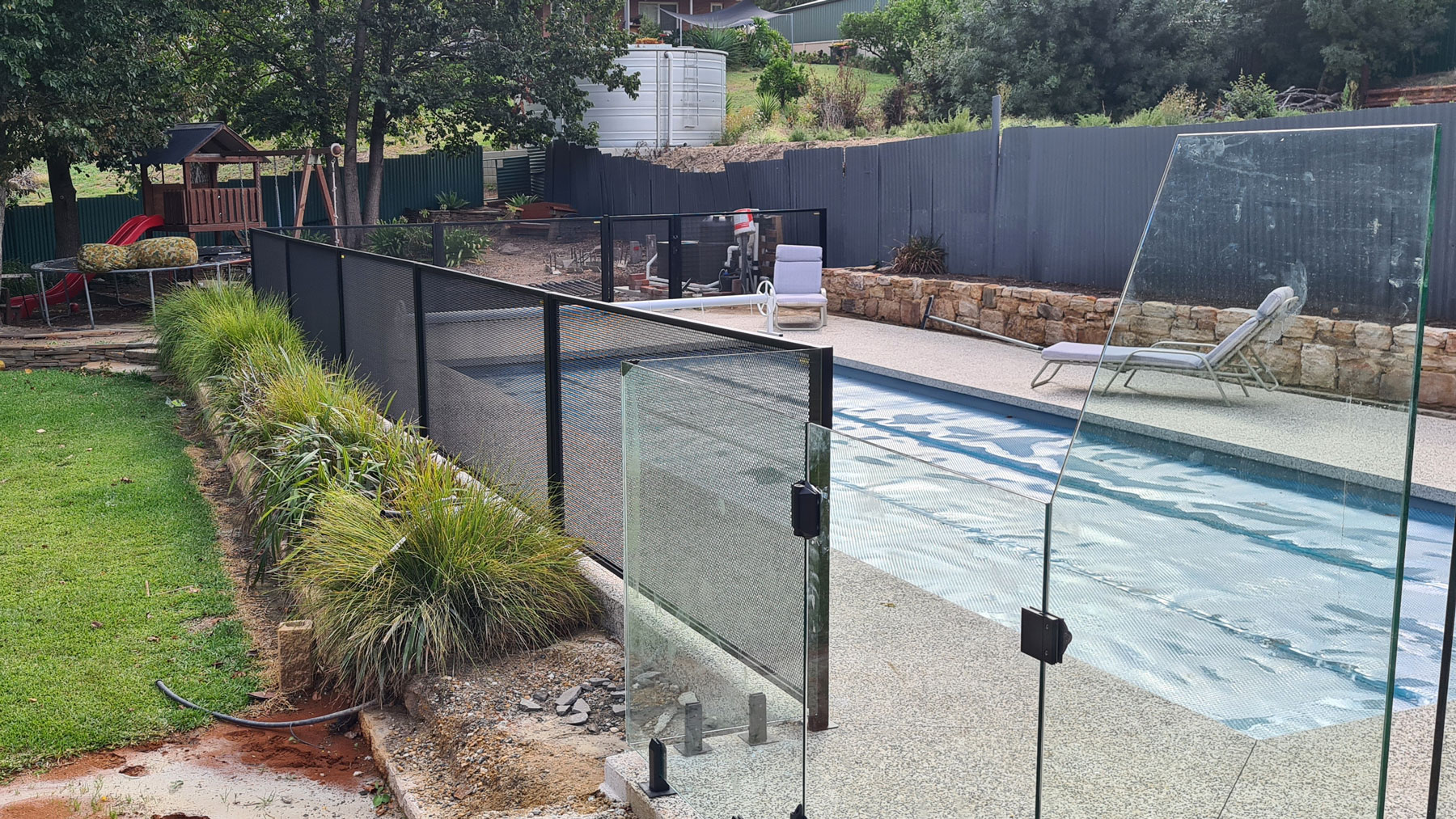Textured Black pool fencing, Williamstown SA